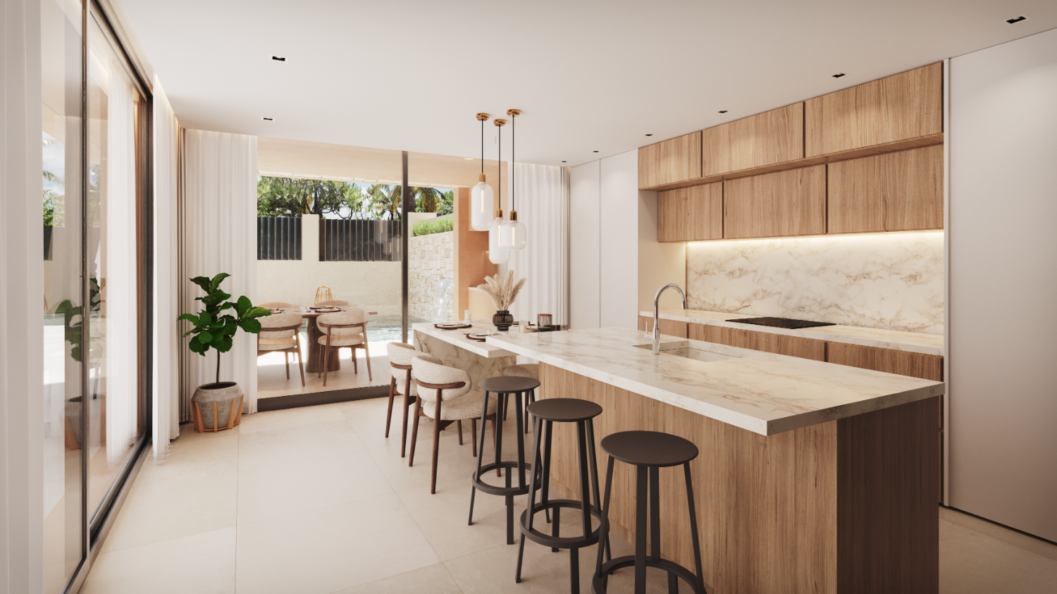 Chalet pareado con calidades premium, gran exterior, piscina privada en Retamar. Entrega antes de final de año.
