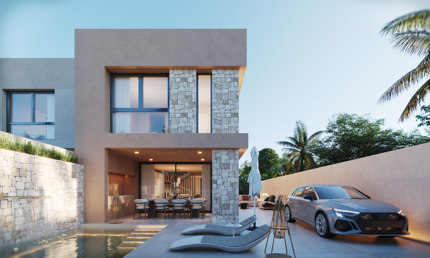 Chalet pareado con calidades premium, gran exterior, piscina privada en Retamar. Entrega antes de final de año.